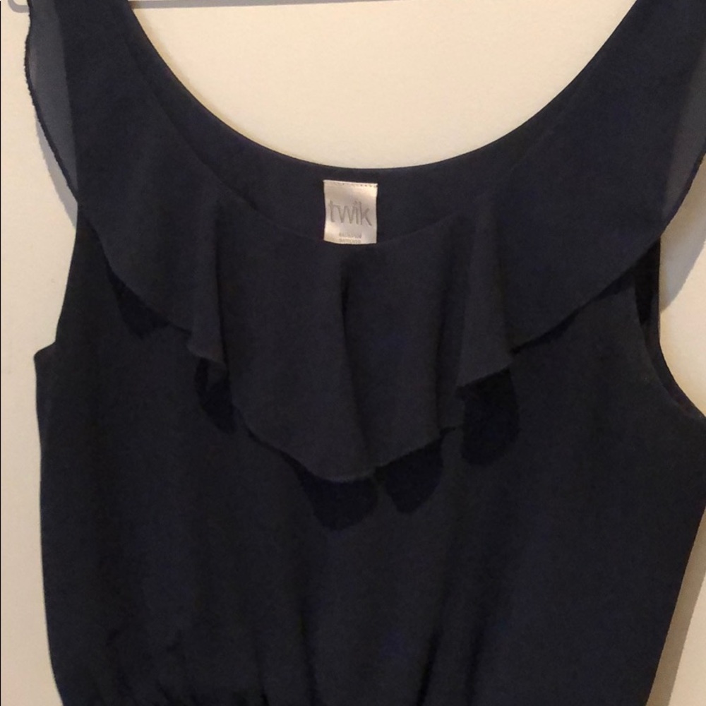 Navy Ruffle Dress - Picture 4 of 8